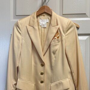 Vintage Escada Margaretha Ley Butter Yellow Wool Blazer Gold Buttons EU 36